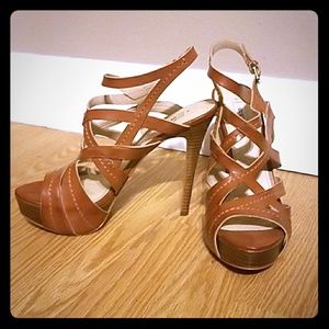 Cognac Guess Strappy Heels